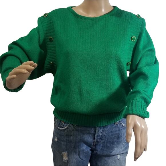 Neiman Marcus Sweater Womens 10 Green Pullover Made in USA Vintage - Picture 3 of 10